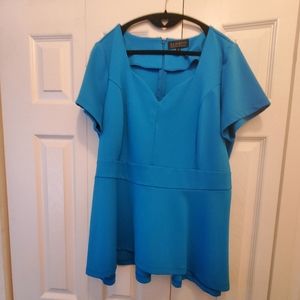 Eloquii Turquoise Blue Peplum Top